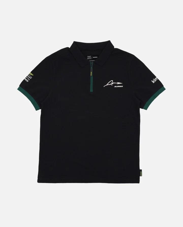 Aston Martin Cognizant F1 Kimoa Fernando Alonso Men's Lifestyle Polo-Shirt - Black - Rustle Racewears