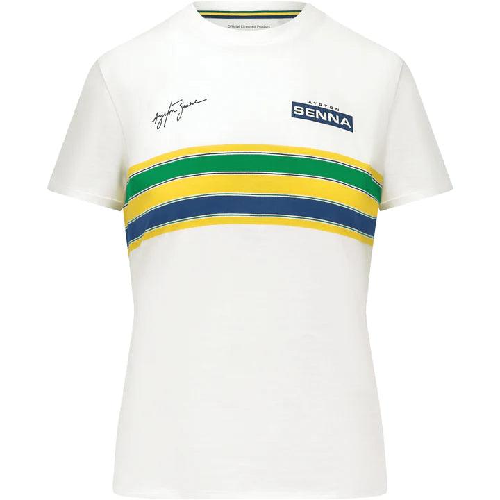 Ayrton Senna Women's Helmet Striped T-Shirt - Rustle Racewears
