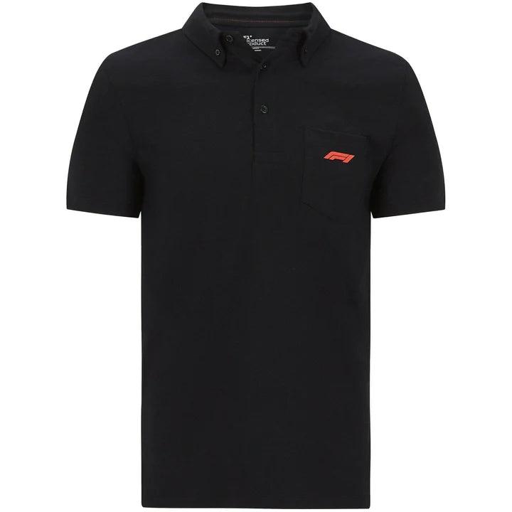 Formula 1 Tech Collection F1 Men's Small Logo Jersey Polo - Black/White - Rustle Racewears